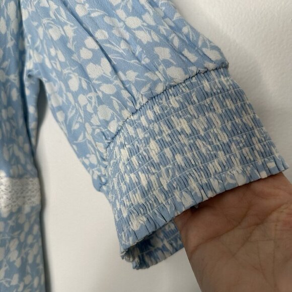 Rixo x Target Midi Swing Dress Size 16W Floral Puff Sleeve Lace Powder Blue - Picture 4 of 10